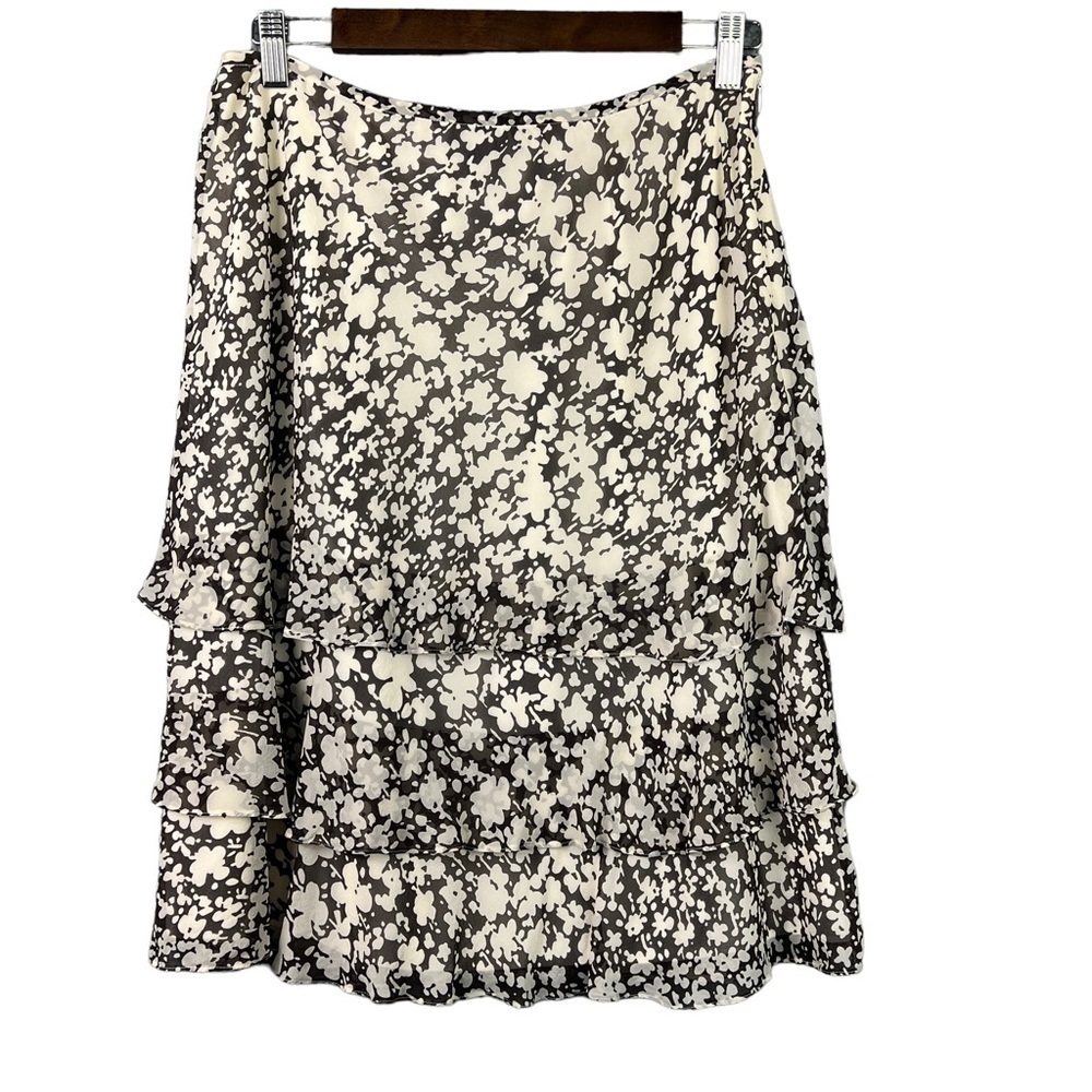 Ann Taylor Silk Skirt Tiered Side Zip Lined Size 6
